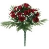 Louis Maes Kunstbloemen Boeket Rozen/gipskruid - Rood - H36 Cm