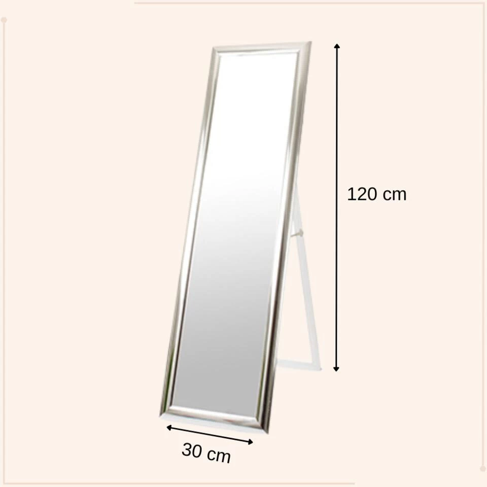 MISOU Passpiegel Staand Deurspiegel Hangend Spiegel Zilver 30x120cm 3 MISOU Passpiegel Staand Deurspiegel Hangend Spiegel Zilver 30x120cm - Afbeelding 3