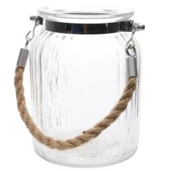 Decoris - Windlichtje - Kaarsenhouder Van Glas - Met Koordje 14,5 Cm