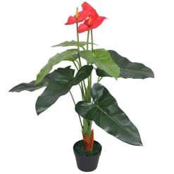 VidaXL Kunst Anthurium Plant Met Pot 90 Cm Rood En Geel