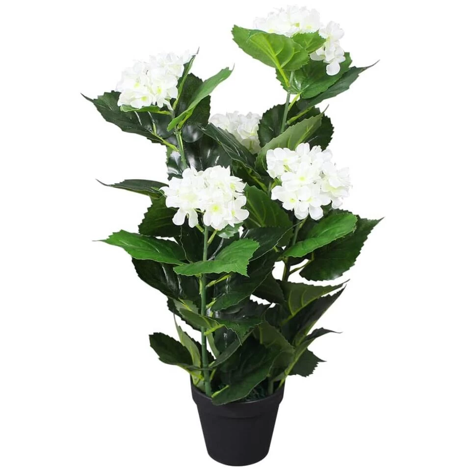 VidaXL Kunst Hortensia Plant Met Pot 60 Cm Wit 1 VidaXL Kunst Hortensia Plant Met Pot 60 Cm Wit