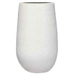 Mica Decorations Vaas - Wit - Keramiek - Ribbels - 21 X 35 Cm