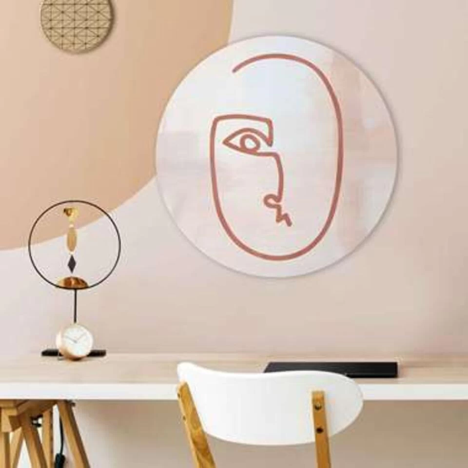 Schilderij Gezicht Ø 50 Cm Beige 2 Schilderij Gezicht Ø 50 Cm Beige - Afbeelding 2