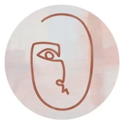 Schilderij Gezicht Ø 50 Cm Beige