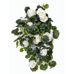Merkloos Kunstplant Geranium - Wit - Hangplant - 70 Cm