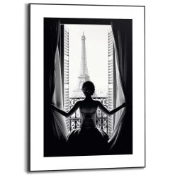 Schilderij Vrouw In Parijs 70x50 Cm Zwart-Wit