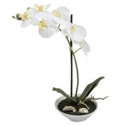 Bellatio Flowers & Plants Kunstplant - Orchidee - Wit - In Pot - 38cm