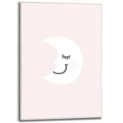 Schilderij Kleine Maan 70x50 Cm Roze