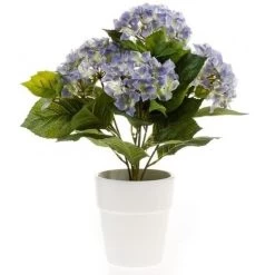 Bellatio Flowers & Plants Kunstplant - Hortensa - Blauw - 37 Cm