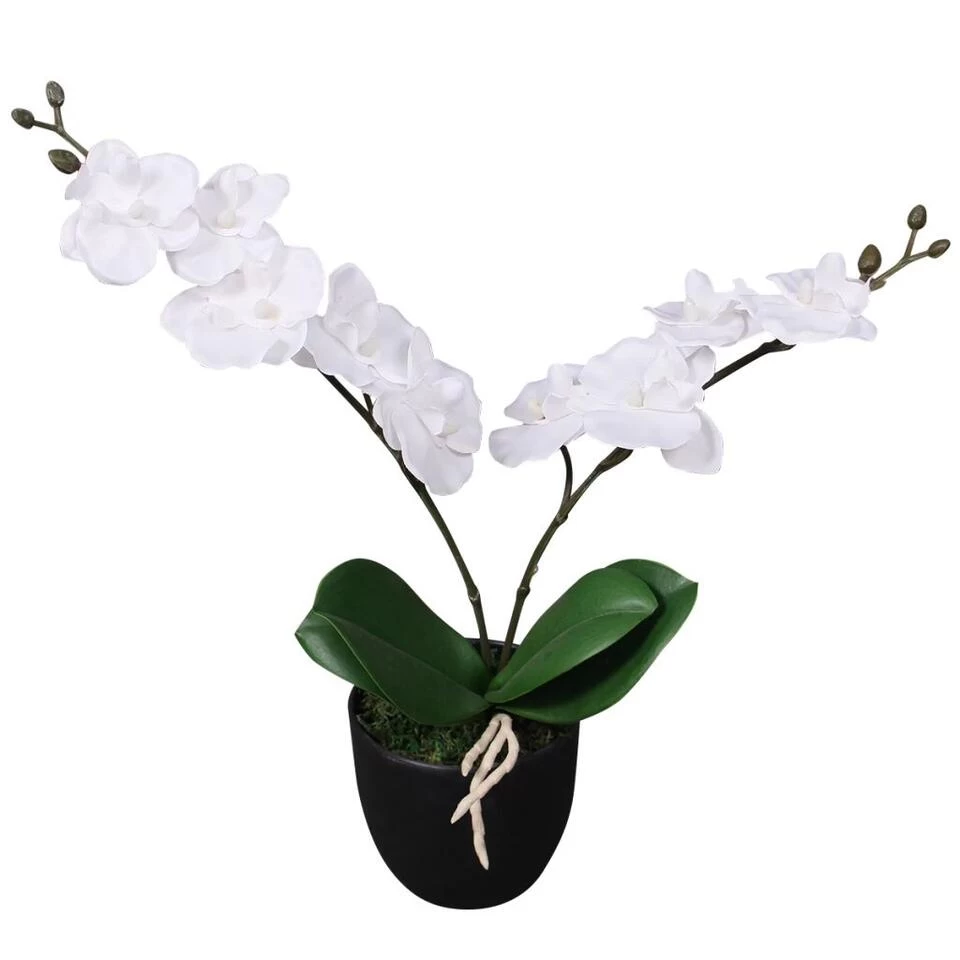 VidaXL Kunst Orchidee Plant Met Pot 30 Cm Wit 1 VidaXL Kunst Orchidee Plant Met Pot 30 Cm Wit