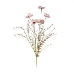 Mica Decorations Kunstplant - Klaproos - Papaver - Roze - 53 Cm