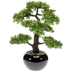 Merkloos Kunstplant Bonsai Boompje - Ficus Retusa - In Pot - 47 Cm