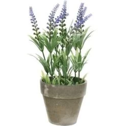 Bellatio Flowers & Plants Kunstplant - Lavendel - Grijze Pot - 25 Cm