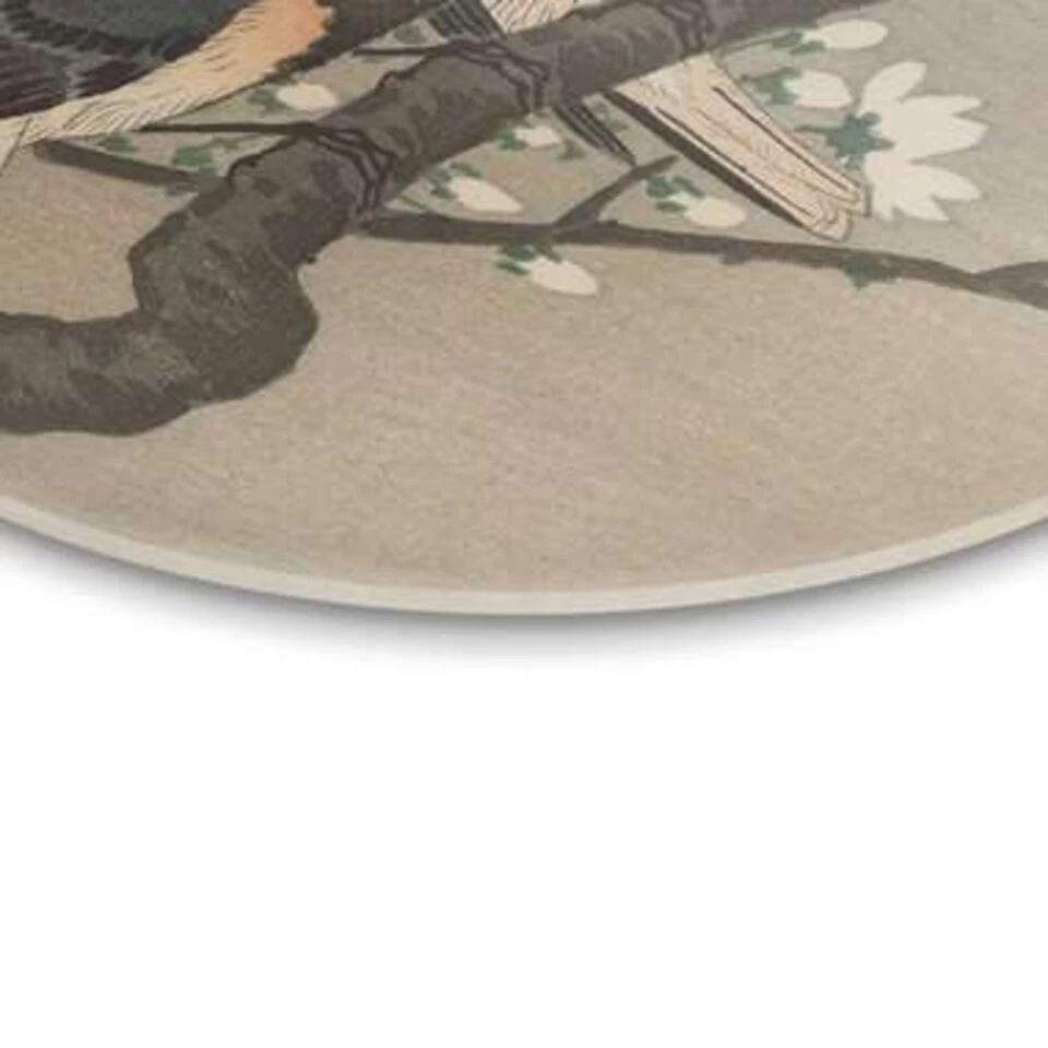 Glasschilderij Ohara Koson Koolmezen Op Bloesemtak Ø 70 Cm Bruin 4 Glasschilderij Ohara Koson Koolmezen Op Bloesemtak Ø 70 Cm Bruin - Afbeelding 4