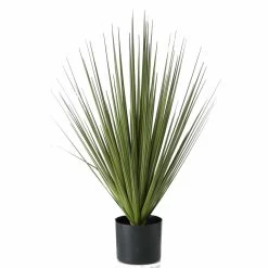 Merkloos Kunstplant Siergras - Groen - Carex - In Zwarte Pot - 78 Cm