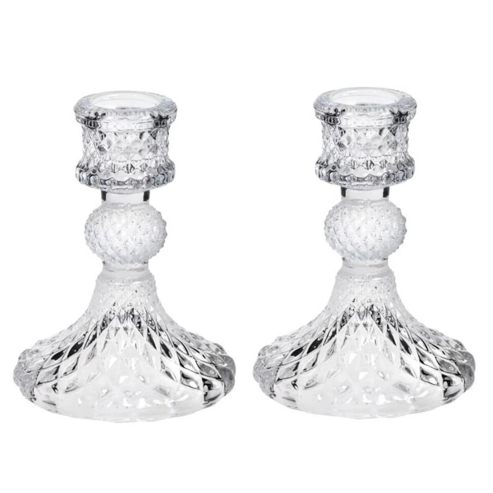 Concorde Kaarsen Kandelaar - Glas - Luxe - 8 X 10 Cm 2 Concorde Kaarsen Kandelaar - Glas - Luxe - 8 X 10 Cm - Afbeelding 2