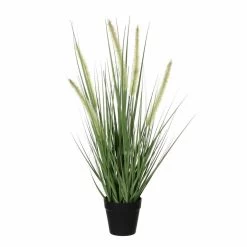 Mica Decorations Kunstplant Dogtail Sierplant - 53 Cm - In Zwart Pot
