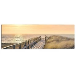 Schilderij Strandpad 52x156 Cm Beige