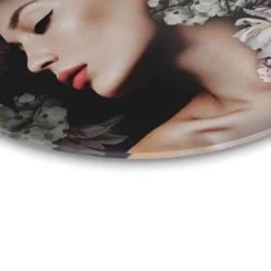 Glasschilderij Vrouw Met Bloemenhoed Ø 70 Cm Roze -Home Decoration Store 1822215073 0103