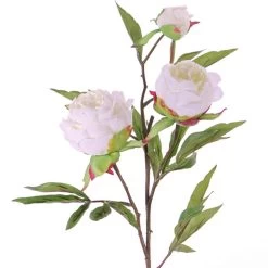 Merkloos Kunstbloem - Pioenroos - Wit - Tak - 73 Cm