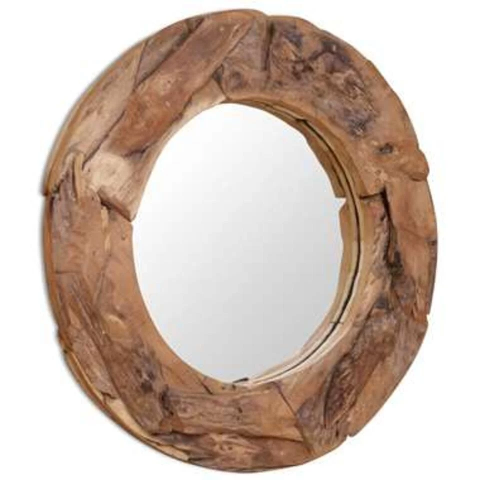 VidaXL Decoratieve Spiegel Rond 80 Cm Teakhout 3 VidaXL Decoratieve Spiegel Rond 80 Cm Teakhout - Afbeelding 3