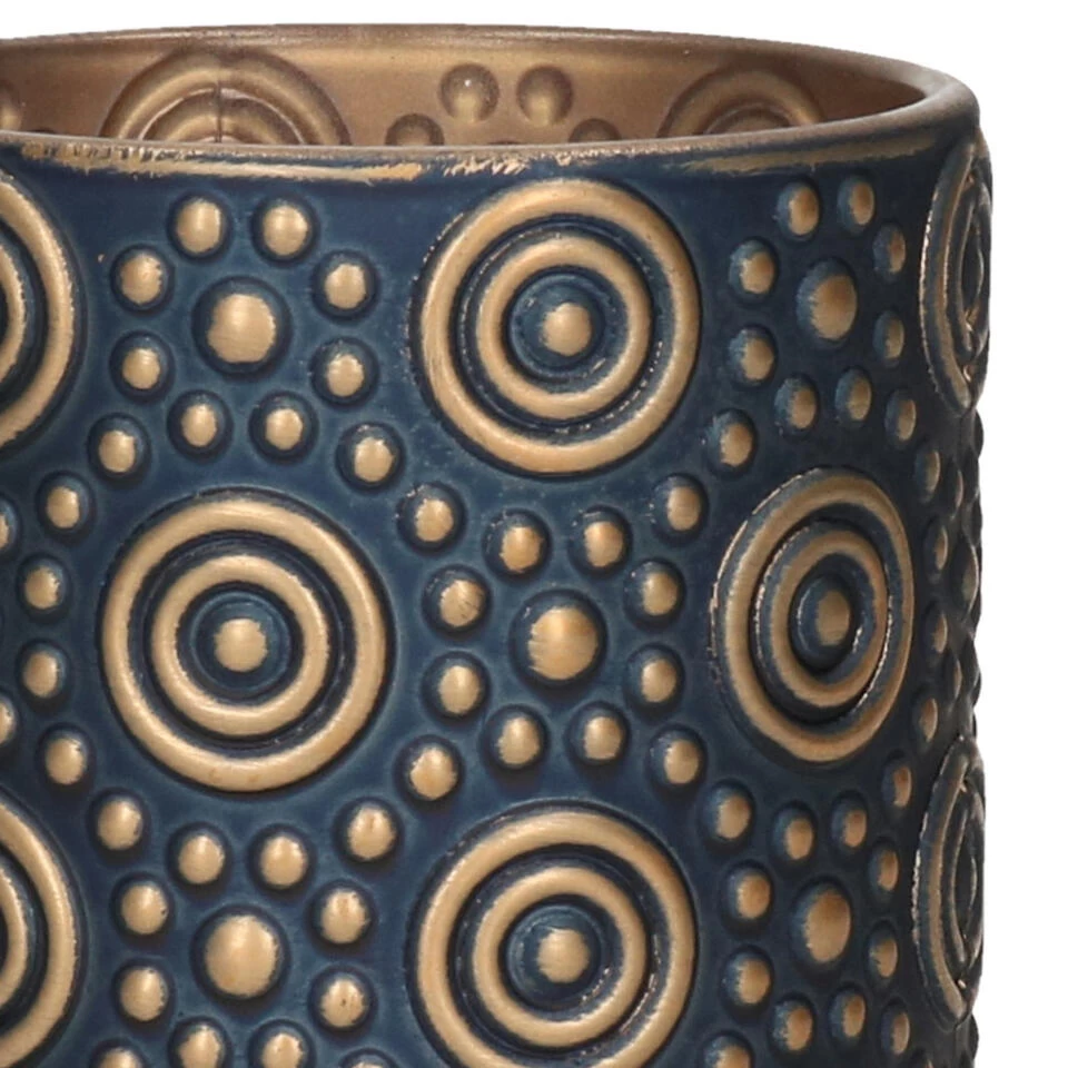 Countryfield Theelichthouder/kaarsenhouder - Nachtblauw/goud - H8 Cm 2 Countryfield Theelichthouder/kaarsenhouder - Nachtblauw/goud - H8 Cm - Afbeelding 2