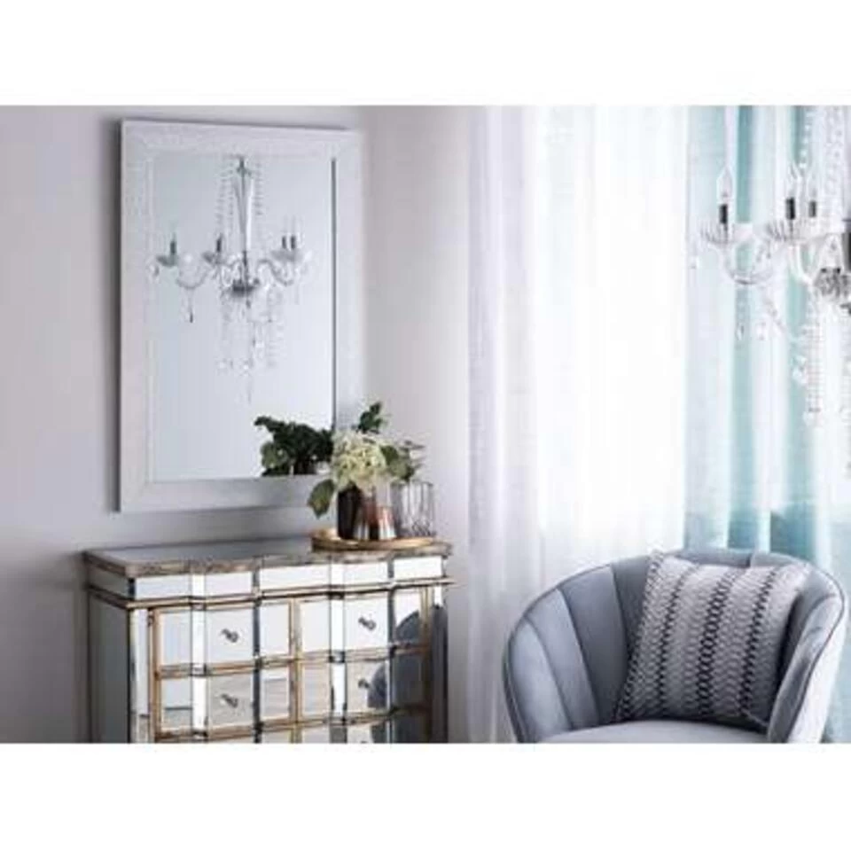 Beliani Wandspiegel MERVENT - Zilver Synthetisch Materiaal 2 Beliani Wandspiegel MERVENT - Zilver Synthetisch Materiaal - Afbeelding 2