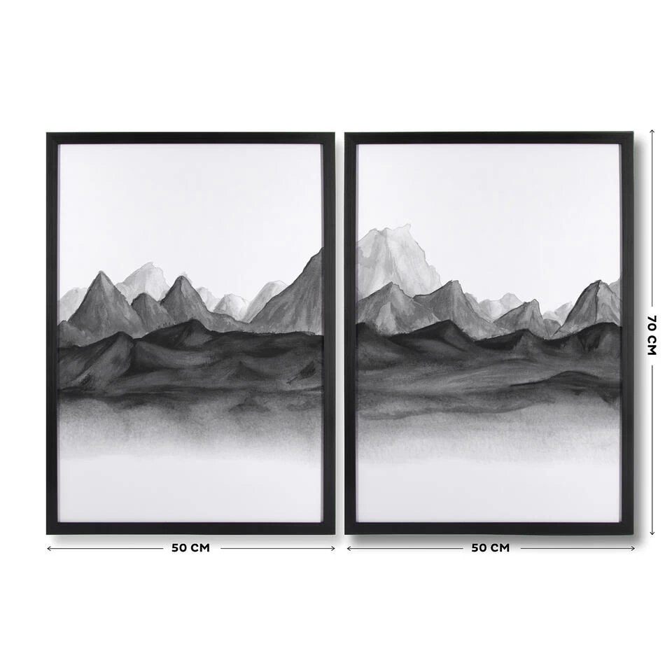 Art For The Home - Print In Frame Set Van 2 - Aquarel Landschap - 3 Art For The Home - Print In Frame Set Van 2 - Aquarel Landschap - - Afbeelding 3
