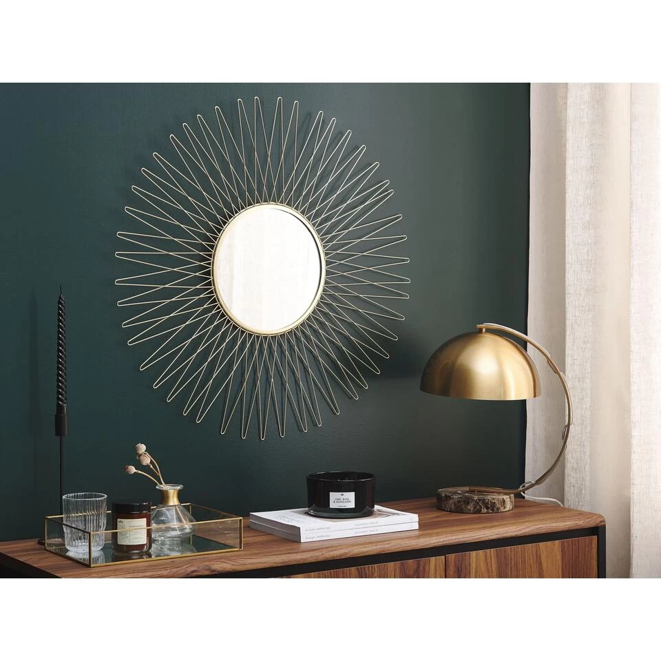 Beliani Wandspiegel SAUMUR - Goud Ijzer, Glas 2 Beliani Wandspiegel SAUMUR - Goud Ijzer, Glas - Afbeelding 2