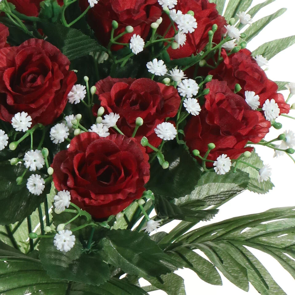 Louis Maes Kunstbloemen Boeket Rozen/gipskruid - Rood - H36 Cm 2 Louis Maes Kunstbloemen Boeket Rozen/gipskruid - Rood - H36 Cm - Afbeelding 2