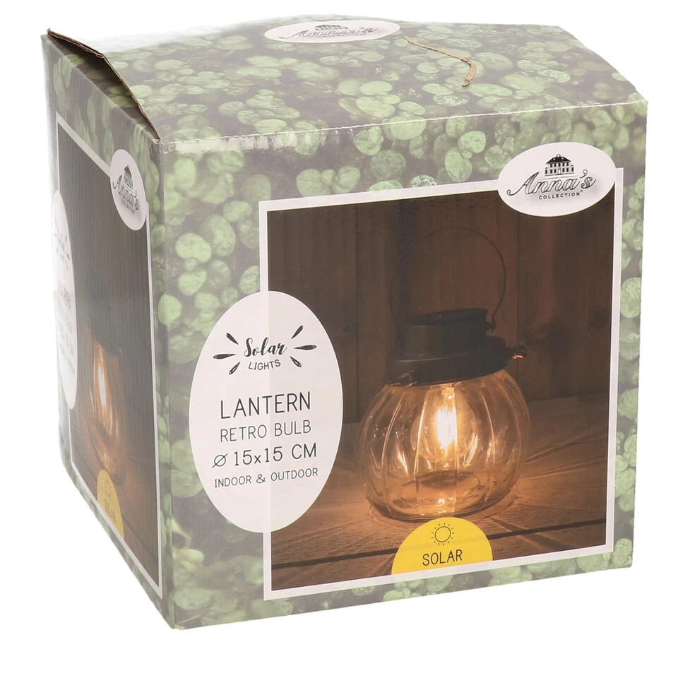 Anna's Collection Lantaarn - Solar - Glas - Met Hengsel - 15 Cm 2 Anna's Collection Lantaarn - Solar - Glas - Met Hengsel - 15 Cm - Afbeelding 2