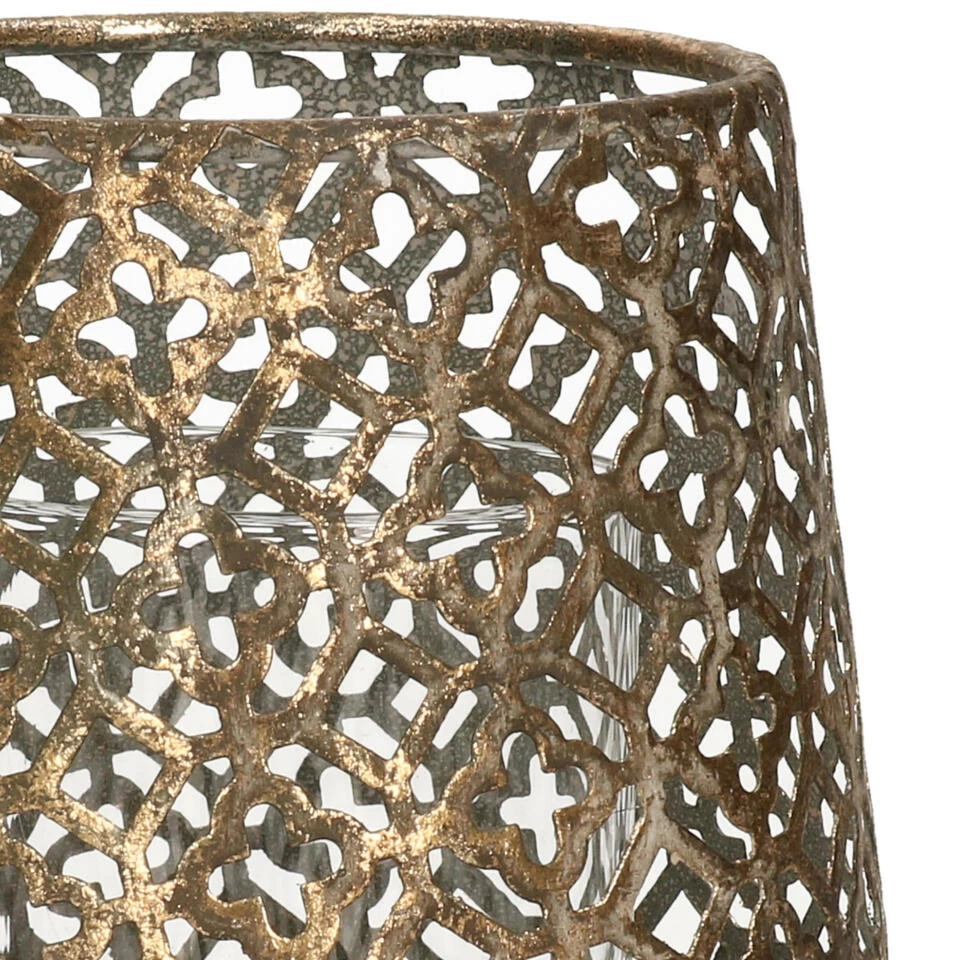 Countryfield Luxe Theelichthouder - Metaal - Brons - D12 X H13 Cm 2 Countryfield Luxe Theelichthouder - Metaal - Brons - D12 X H13 Cm - Afbeelding 2