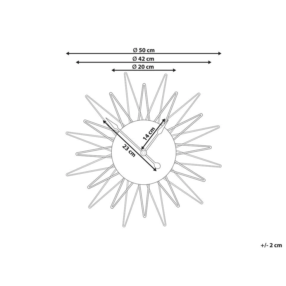 Beliani Wandklok BELFART - Goud Ijzer 3 Beliani Wandklok BELFART - Goud Ijzer - Afbeelding 3