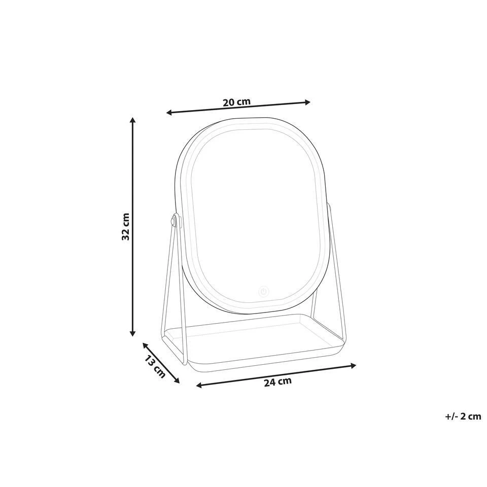Beliani Make-up Spiegel DORDOGNE - Zilver Metaal 2 Beliani Make-up Spiegel DORDOGNE - Zilver Metaal - Afbeelding 2