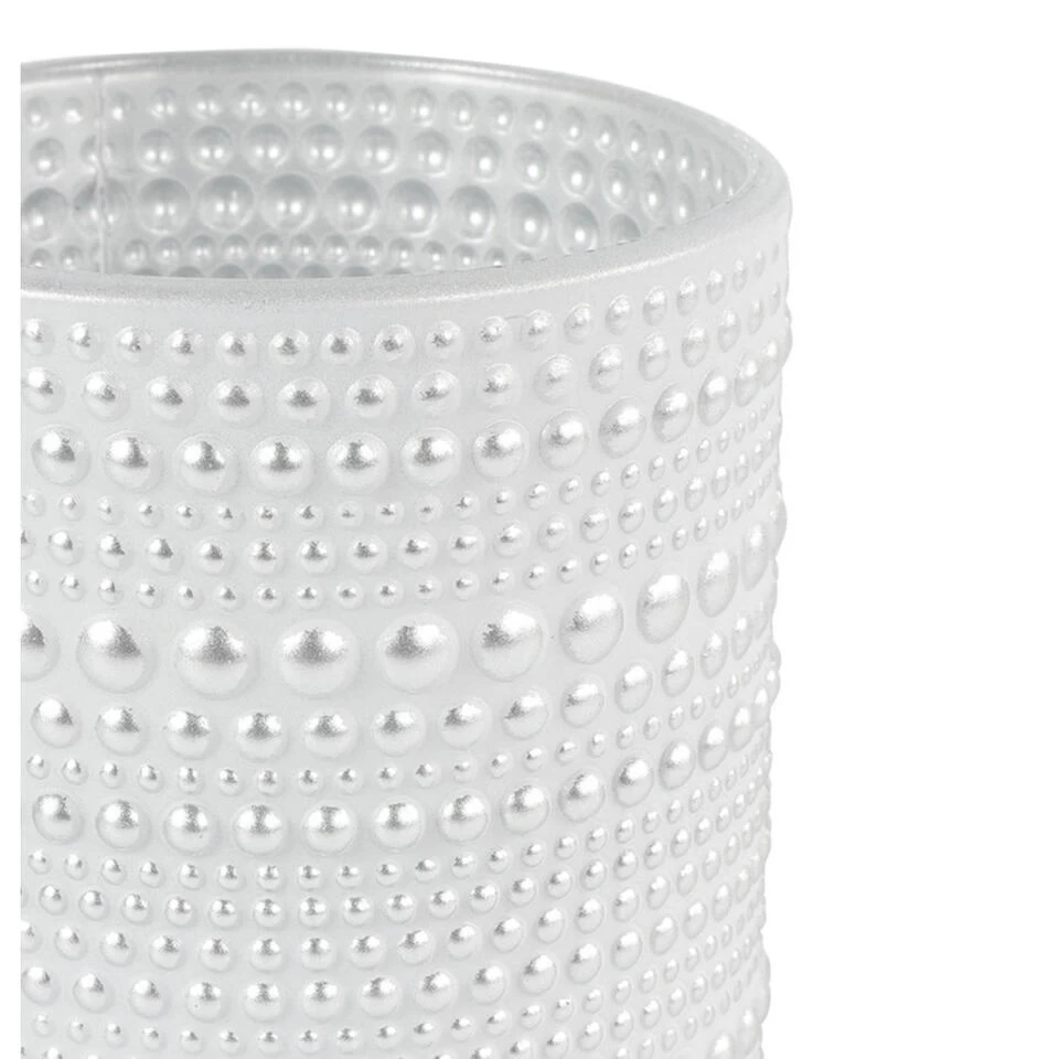 Countryfield Theelichthouder/kaarsenhouder - Parel Wit/zilver - H10 Cm 2 Countryfield Theelichthouder/kaarsenhouder - Parel Wit/zilver - H10 Cm - Afbeelding 2