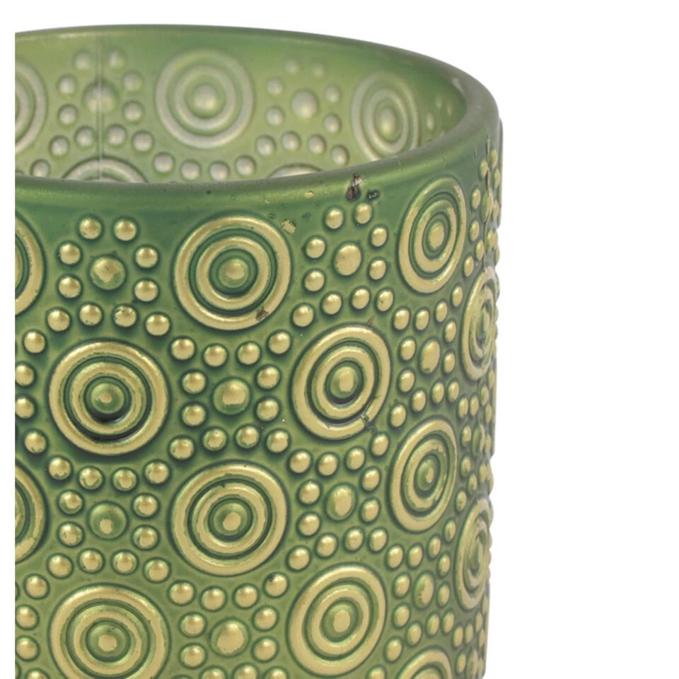 Countryfield Theelichthouder/kaarsenhouder - Olijfgroen/goud - H10 Cm 2 Countryfield Theelichthouder/kaarsenhouder - Olijfgroen/goud - H10 Cm - Afbeelding 2