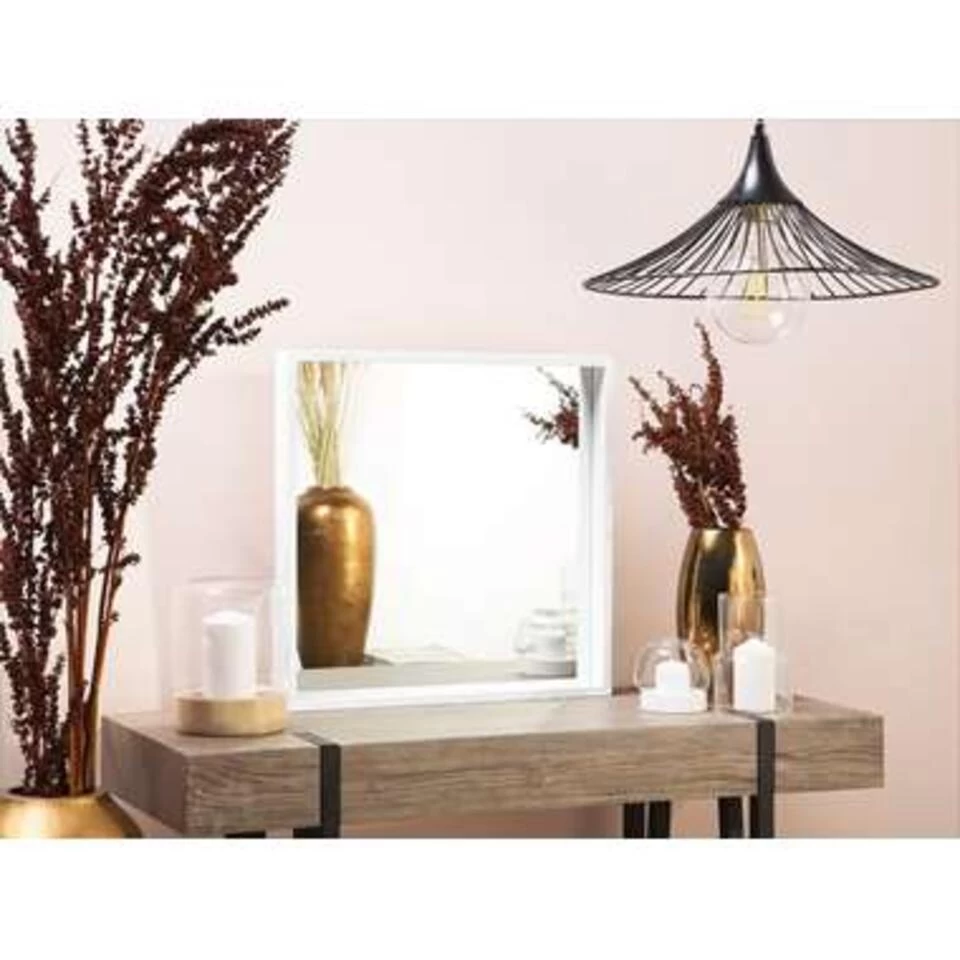 Beliani Wandspiegel BRIGNOLES - Wit Synthetisch Materiaal 2 Beliani Wandspiegel BRIGNOLES - Wit Synthetisch Materiaal - Afbeelding 2