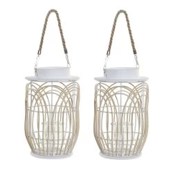 Items Lantaarn - Kaarshouder - Rotan Met Glas - Wit - 29 Cm -Home Decoration Store 5ee1285b99b9455494cd7ce6f972f6d5