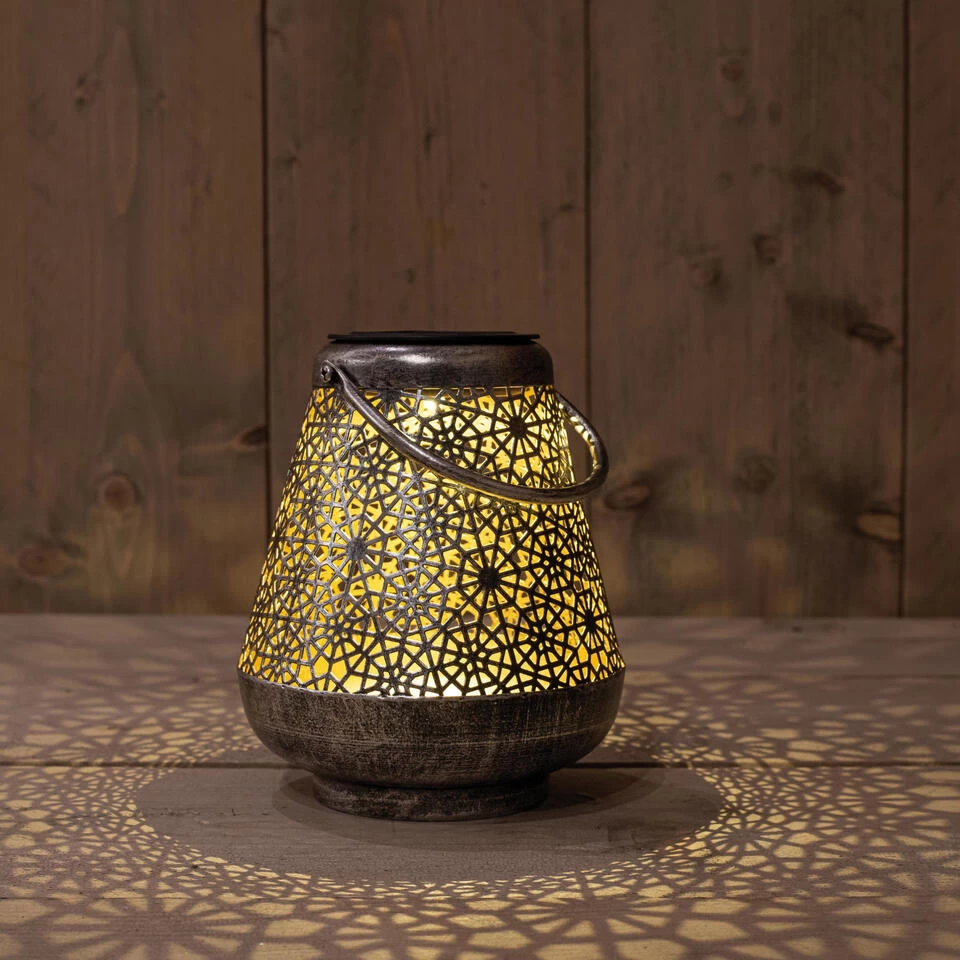 Anna's Collection Lantaarn - Metaal - Bloemen - Solar - 19 Cm 2 Anna's Collection Lantaarn - Metaal - Bloemen - Solar - 19 Cm - Afbeelding 2