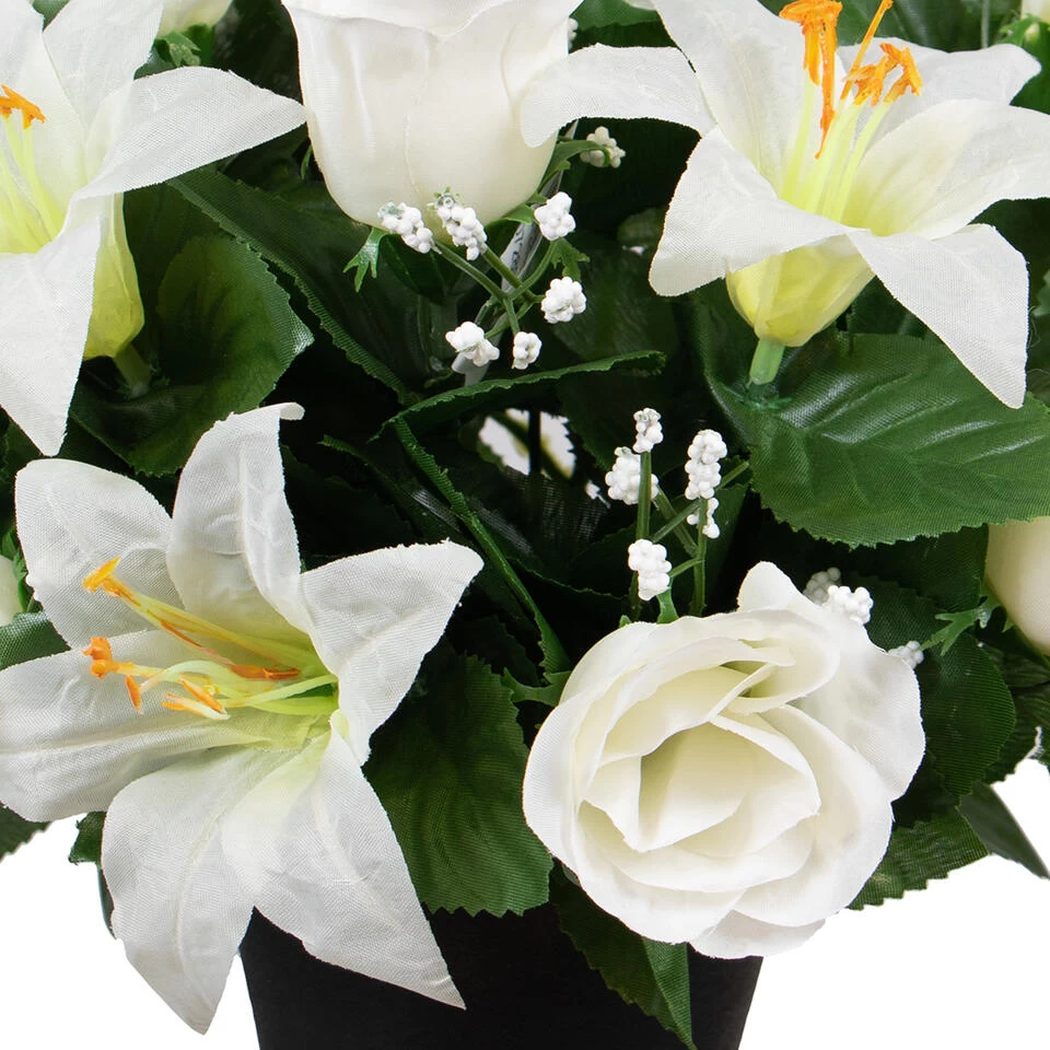 Louis Maes Kunstbloemen Lelie/roos In Pot - Wit - H30 Cm 2 Louis Maes Kunstbloemen Lelie/roos In Pot - Wit - H30 Cm - Afbeelding 2