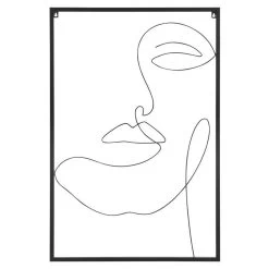 Wanddeco Face - Zwart - Metaal - 60x40 Cm