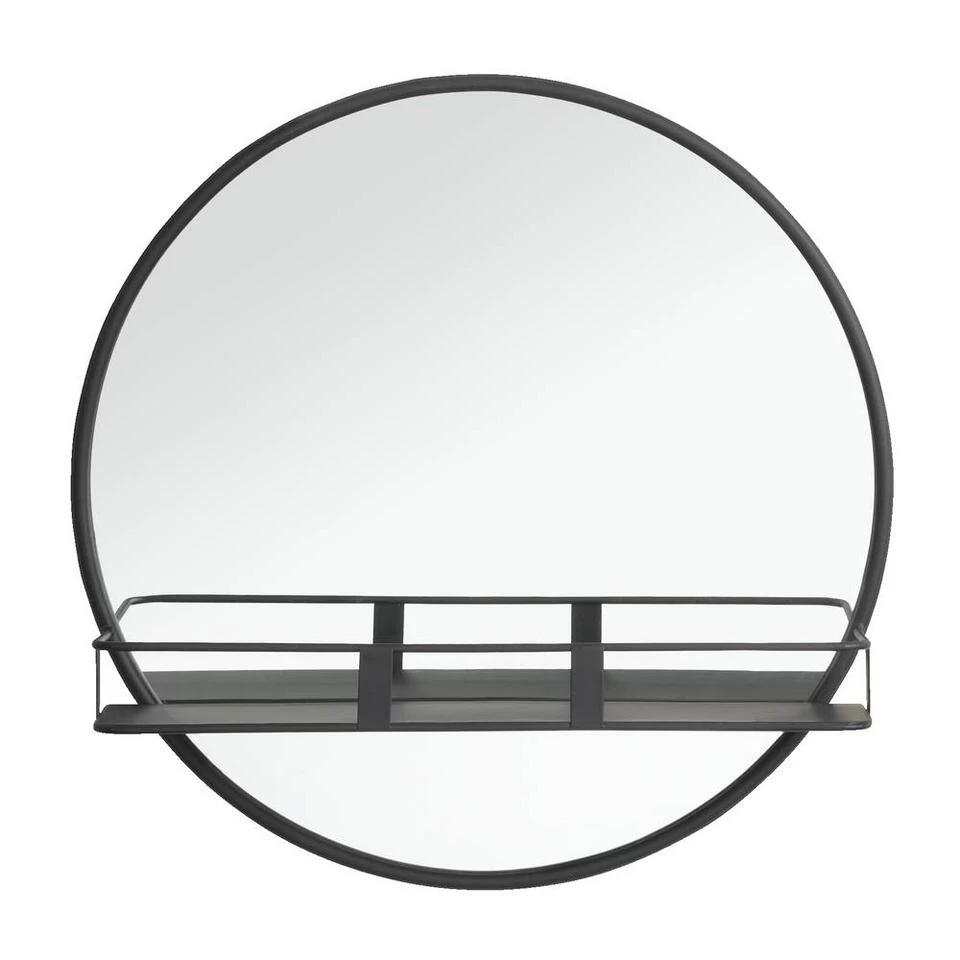Spiegel Met Plateau Roel - Zwart - 12xØ50 Cm 1 Spiegel Met Plateau Roel - Zwart - 12xØ50 Cm
