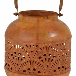 Lesi Living Lantaarn - Metaal - Glas - Roestkleur - Windlicht - 21 Cm -Home Decoration Store 76468850eda24a4c95894062b9315ecf