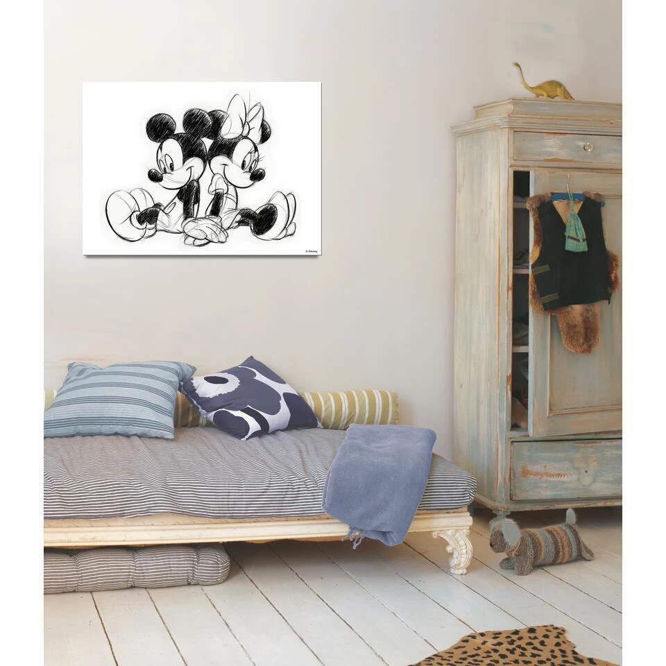 Art For The Home Canvas Mickey En Minnie Mouse Sitting - Wit - 70x50 Cm 3 Art For The Home Canvas Mickey En Minnie Mouse Sitting - Wit - 70x50 Cm - Afbeelding 3