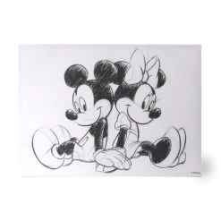 Art For The Home Canvas Mickey En Minnie Mouse Sitting - Wit - 70x50 Cm