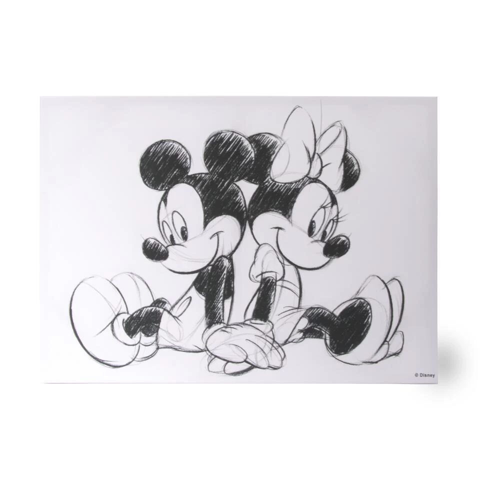Art For The Home Canvas Mickey En Minnie Mouse Sitting - Wit - 70x50 Cm 1 Art For The Home Canvas Mickey En Minnie Mouse Sitting - Wit - 70x50 Cm