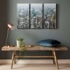 Art For The Home - Canvas Set Van 3 - Bloemen - Blauw - 3x 30x60 Cm