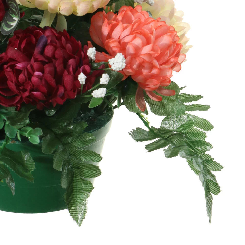 Louis Maes Kunstbloemen Crysanten In Pot - Zalm/rood/creme - D30 X H24 Cm 2 Louis Maes Kunstbloemen Crysanten In Pot - Zalm/rood/creme - D30 X H24 Cm - Afbeelding 2