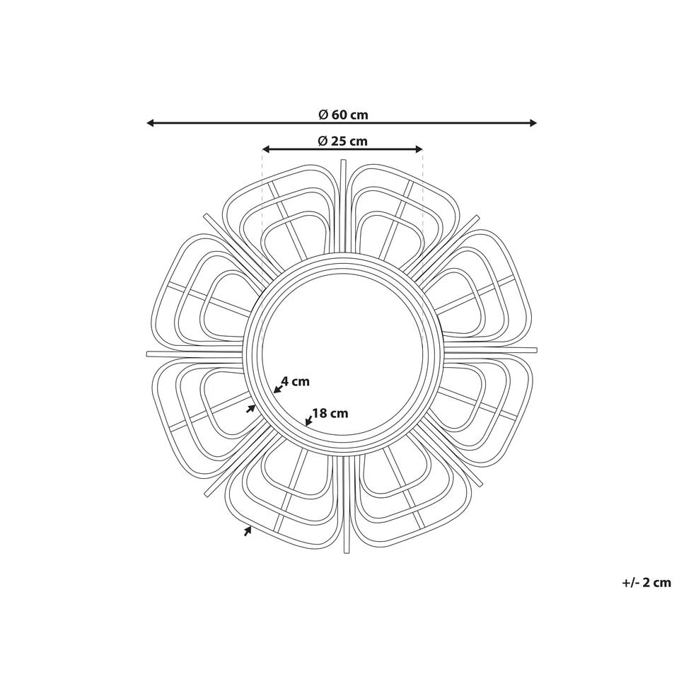 Beliani Wandspiegel PASAKU - Beige Rotan 3 Beliani Wandspiegel PASAKU - Beige Rotan - Afbeelding 3
