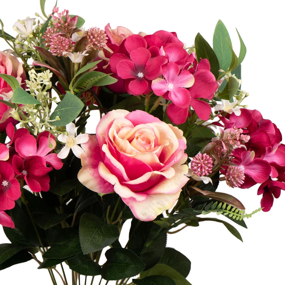 Louis Maes Kunstbloemen Boeket Rozen - Roze - H52 Cm 2 Louis Maes Kunstbloemen Boeket Rozen - Roze - H52 Cm - Afbeelding 2